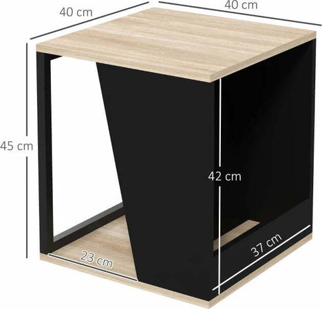 Set-da-2-Tavolini-da-Caffè-con-Vano-Porta-Oggetti-in-Truciolato-e-Acciaio,-40x40x45cm,-Nero-e-Quercia-MN6839-775V80BKMN6