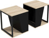 Set-da-2-Tavolini-da-Caffè-con-Vano-Porta-Oggetti-in-Truciolato-e-Acciaio,-40x40x45cm,-Nero-e-Quercia-MN6839-775V80BKMN6