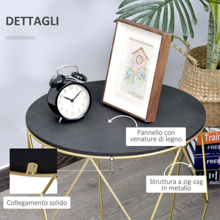 Set-da-2-Tavolini-da-Caffè-Impilabili-con-Finitura-Lucida-e-Telaio-in-Acciaio,-Nero-PS2839-314BKPS2