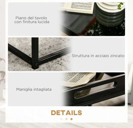 Set-da-2-Tavolini-da-Caffè-Impilabili-con-Finitura-Lucida-e-Telaio-in-Acciaio,-Nero-PS2839-314BKPS2