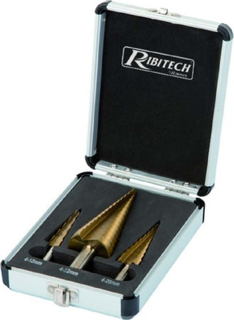 Set da 3 pezzi di frese coniche a gradini in acciaio hss in valigetta di alluminio Fai da te/Utensili elettrici e a mano/Utensili elettrici/Frese verticali La Zappa - Altamura, Commerciovirtuoso.it