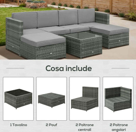 Set-da-7-Pezzi-Salotto-da-Esterni-in-Rattan-con-Poltrona-Pouf-Tavolino-Grigio-860-002V01