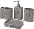 Set-da-Bagno-in-Ceramica-Dispenser-Porta-Spazzolini-Bicchiere-Portasapone-Grigio