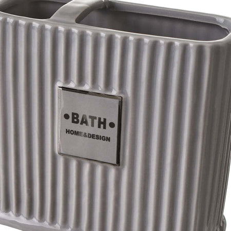 Set-da-Bagno-in-Ceramica-Dispenser-Porta-Spazzolini-Bicchiere-Portasapone-Grigio