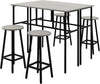 Set-da-Bar-6-Pezzi-con-4-Sgabelli-da-Bar-e-2-Tavoli-Alti-in-Legno-Truciolato-e-Acciaio-per-Cucina-e-Soggiorno,-Grigio-UU5835-678GYUU5