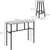Set-da-Bar-6-Pezzi-con-4-Sgabelli-da-Bar-e-2-Tavoli-Alti-in-Legno-Truciolato-e-Acciaio-per-Cucina-e-Soggiorno,-Grigio-UU5835-678GYUU5