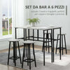 Set-da-Bar-6-Pezzi-con-4-Sgabelli-da-Bar-e-2-Tavoli-Alti-in-Legno-Truciolato-e-Acciaio-per-Cucina-e-Soggiorno,-Grigio-UU5835-678GYUU5