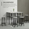 Set-da-Bar-6-Pezzi-con-4-Sgabelli-da-Bar-e-2-Tavoli-Alti-in-Legno-Truciolato-e-Acciaio-per-Cucina-e-Soggiorno,-Grigio-UU5835-678GYUU5