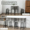 Set-da-Bar-6-Pezzi-con-4-Sgabelli-da-Bar-e-2-Tavoli-Alti-in-Legno-Truciolato-e-Acciaio-per-Cucina-e-Soggiorno,-Grigio-UU5835-678GYUU5