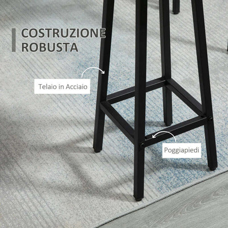 Set-da-Bar-6-Pezzi-con-4-Sgabelli-da-Bar-e-2-Tavoli-Alti-in-Legno-Truciolato-e-Acciaio-per-Cucina-e-Soggiorno,-Grigio-UU5835-678GYUU5