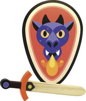 Set Da Cavaliere Spada E Scudo in Legno Gioco per Bambini Travestimento Gioco Simbolico Cavalieri Scudo Decorato E Spada Leggeri Con Decorazione Lupo Leone O Drago Giochi e giocattoli/Giochi d'imitazione e accessori di travestimento/Accessori per travestimento/Armi giocattolo/Scudi Papau - Giammoro, Commerciovirtuoso.it