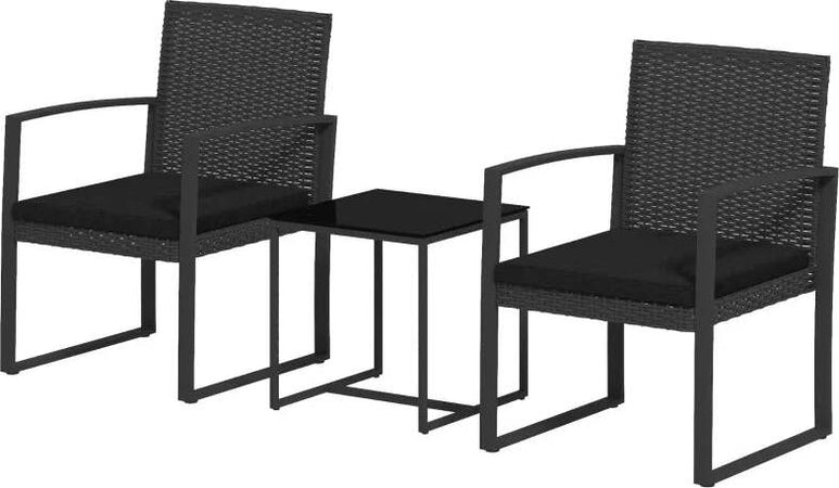 Set-da-Giardino-3-Pezzi-con-2-Sedie-con-Cuscini-e-Tavolino-con-Piano-in-Vetro,-Effetto-Rattan-Nero-84G-320V00BK