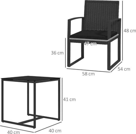 Set-da-Giardino-3-Pezzi-con-2-Sedie-con-Cuscini-e-Tavolino-con-Piano-in-Vetro,-Effetto-Rattan-Nero-84G-320V00BK