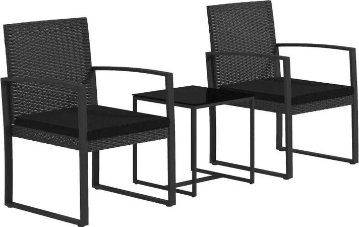 Set-da-Giardino-3-Pezzi-con-2-Sedie-con-Cuscini-e-Tavolino-con-Piano-in-Vetro,-Effetto-Rattan-Nero-84G-320V00BK