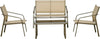 Set-da-Giardino-4-Pezzi-con-2-Sedie,-1-Divanetto-e-1-Tavolino-da-Caffè,-Kaki-84B-935
