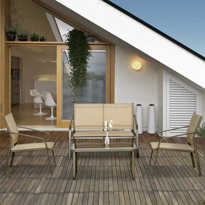 Set-da-Giardino-4-Pezzi-con-2-Sedie,-1-Divanetto-e-1-Tavolino-da-Caffè,-Kaki-84B-935