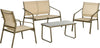 Set-da-Giardino-4-Pezzi-con-2-Sedie,-1-Divanetto-e-1-Tavolino-da-Caffè,-Kaki-84B-935