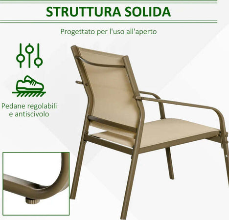 Set-da-Giardino-4-Pezzi-con-2-Sedie,-1-Divanetto-e-1-Tavolino-da-Caffè,-Kaki-84B-935