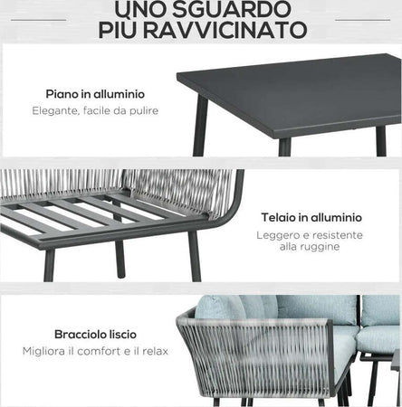 Set-da-Giardino-4-Pezzi-in-Rattan-con-Tavolino-da-Caffè,-2-Divani-ad-Angolo-e-Poltroncina,-Nero-Grigio-e-Blu--860-275V00GY