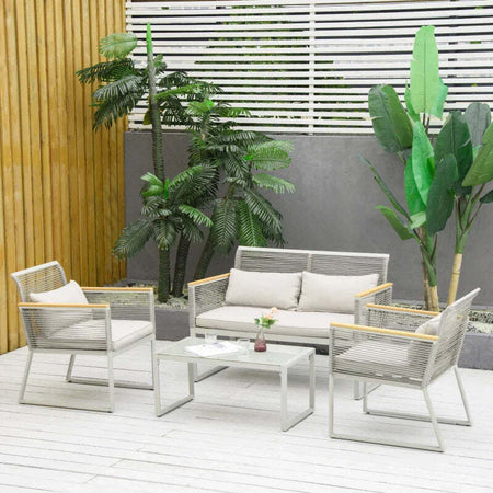 Set-da-Giardino-4-Pezzi-in-Rattan-PE-con-2-Poltrone,-Divanetto-e-Tavolino-da-Caffè-in-Vetro-Temperato-Grigio--867-100