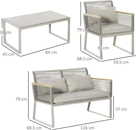 Set-da-Giardino-4-Pezzi-in-Rattan-PE-con-2-Poltrone,-Divanetto-e-Tavolino-da-Caffè-in-Vetro-Temperato-Grigio--867-100