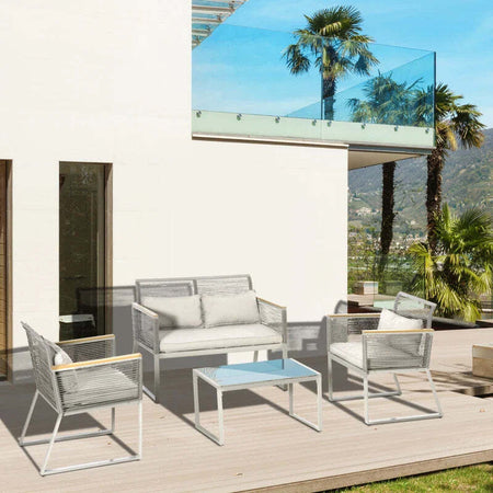 Set-da-Giardino-4-Pezzi-in-Rattan-PE-con-2-Poltrone,-Divanetto-e-Tavolino-da-Caffè-in-Vetro-Temperato-Grigio--867-100