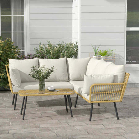 Set-da-Giardino-4-Pezzi-in-Rattan-PE-con-Tavolino-da-Esterni-90x45x42-cm-e-2-Divanetti-per-Esterni-6ex63x74-cm,-Bianco-Crema-860-324V00CW