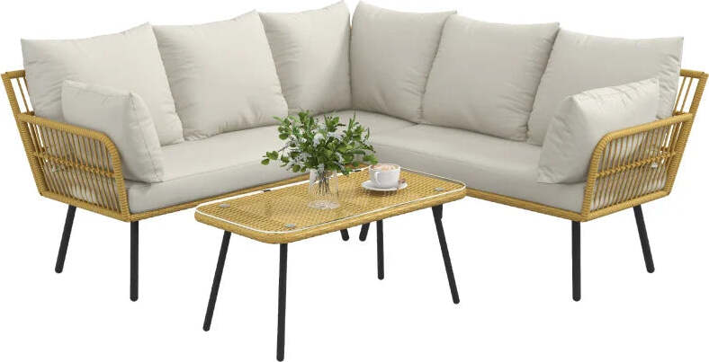 Set-da-Giardino-4-Pezzi-in-Rattan-PE-con-Tavolino-da-Esterni-90x45x42-cm-e-2-Divanetti-per-Esterni-6ex63x74-cm,-Bianco-Crema-860-324V00CW