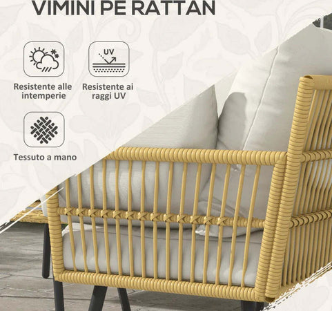Set-da-Giardino-4-Pezzi-in-Rattan-PE-con-Tavolino-da-Esterni-90x45x42-cm-e-2-Divanetti-per-Esterni-6ex63x74-cm,-Bianco-Crema-860-324V00CW