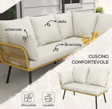 Set-da-Giardino-4-Pezzi-in-Rattan-PE-con-Tavolino-da-Esterni-90x45x42-cm-e-2-Divanetti-per-Esterni-6ex63x74-cm,-Bianco-Crema-860-324V00CW