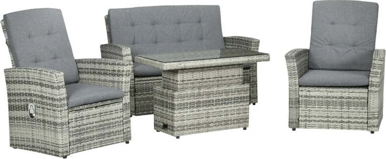 Set-da-Giardino-4pz-in-Rattan-Grigio-con-Tavolo-ad-Altezza-Regolabile,-2-Poltrone-Reclinabili-e-Divano-2-Posti--860-276V00LR