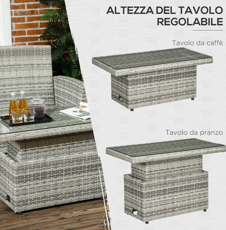 Set-da-Giardino-4pz-in-Rattan-Grigio-con-Tavolo-ad-Altezza-Regolabile,-2-Poltrone-Reclinabili-e-Divano-2-Posti--860-276V00LR