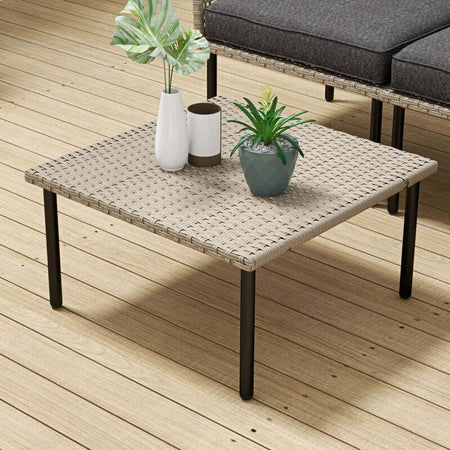 Set-da-Giardino-5-Pezzi-in-Rattan-con-2-Sedie-Laterali,-Sedia-Centrale-e-2-Sgabelli/Tavolini-da-Caffè-860-306V00GY