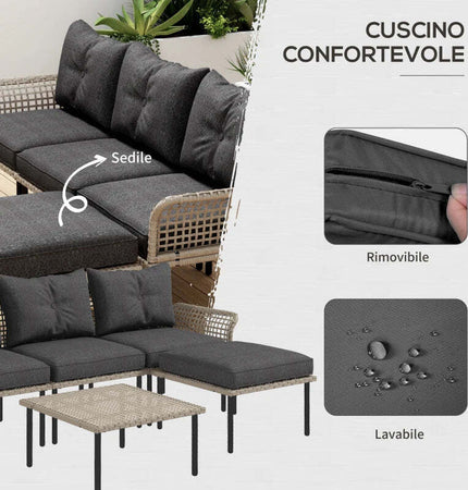 Set-da-Giardino-5-Pezzi-in-Rattan-con-2-Sedie-Laterali,-Sedia-Centrale-e-2-Sgabelli/Tavolini-da-Caffè-860-306V00GY