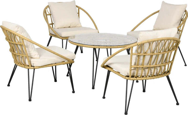 Set-da-Giardino-5-Pezzi-in-Rattan-con-Tavolo-Rotondo-Ø82x50-cm-e-4-Sedie-72x72x75-cm-con-Cuscini-867-171V00BG