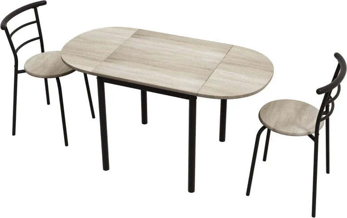 Set-da-Pranzo-3-Pezzi-con-2-Sedie-e-1-Tavolo-da-Pranzo-Ovale-in-MDF-e-Acciaio-per-Spazi-Limitati-UH7835-644UH7