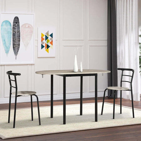 Set-da-Pranzo-3-Pezzi-con-2-Sedie-e-1-Tavolo-da-Pranzo-Ovale-in-MDF-e-Acciaio-per-Spazi-Limitati-UH7835-644UH7