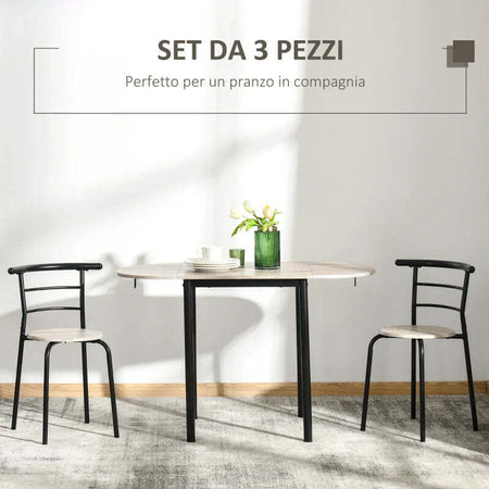 Set-da-Pranzo-3-Pezzi-con-2-Sedie-e-1-Tavolo-da-Pranzo-Ovale-in-MDF-e-Acciaio-per-Spazi-Limitati-UH7835-644UH7
