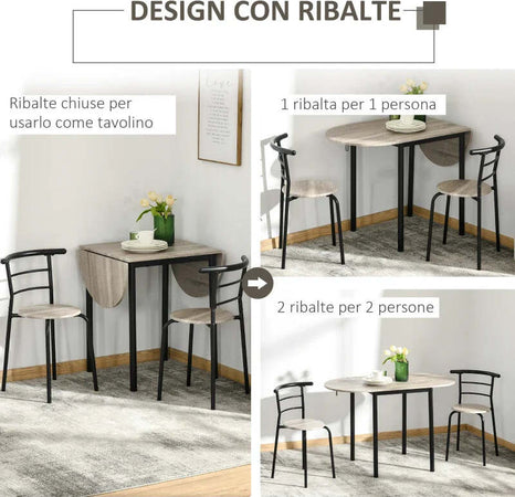 Set-da-Pranzo-3-Pezzi-con-2-Sedie-e-1-Tavolo-da-Pranzo-Ovale-in-MDF-e-Acciaio-per-Spazi-Limitati-UH7835-644UH7