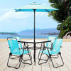 Set-da-Pranzo-6-Pezzi-per-Giardino-con-Ombrellone-e-4-Sedie-Pieghevoli-Celeste
