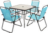 Set-da-Pranzo-6-Pezzi-per-Giardino-con-Ombrellone-e-4-Sedie-Pieghevoli-Celeste