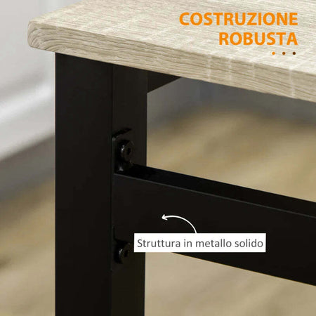 Set-da-Pranzo-con-Tavolo-Rettangolare-e-4-Sedie-in-Acciaio-e-MDF,-Nero-e-Rovere-GT5835-087V00BKGT5