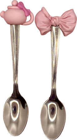 Set di 2 cucchiaini in argilla polimerica teiera e fiocco rosa Casa e cucina/Stoviglie/Posate/Cucchiai e cucchiaini/Cucchiai speciali/Cucchiaini da caffè Led Mall Home - Napoli, Commerciovirtuoso.it