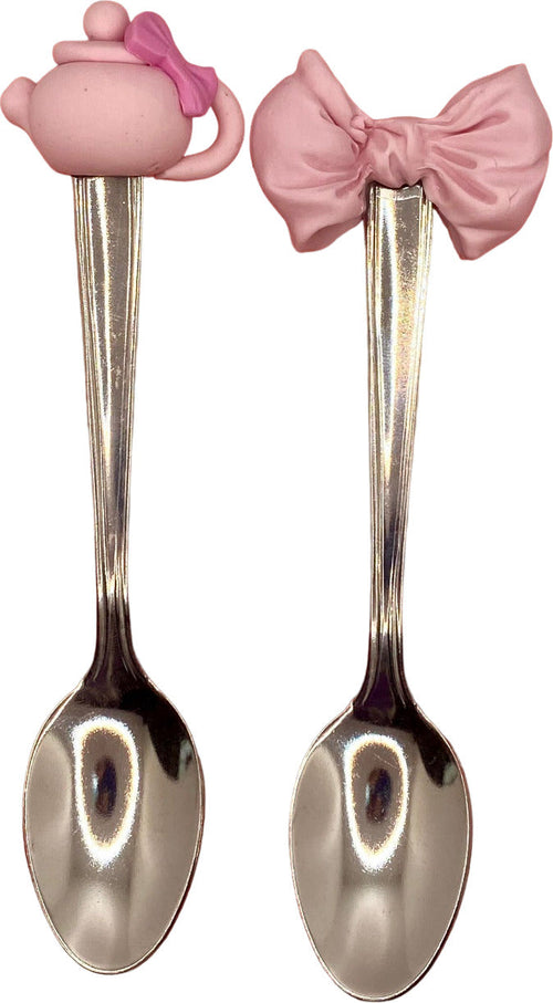 Set di 2 cucchiaini in argilla polimerica teiera e fiocco rosa Casa e cucina/Stoviglie/Posate/Cucchiai e cucchiaini/Cucchiai speciali/Cucchiaini da caffè Led Mall Home - Napoli, Commerciovirtuoso.it