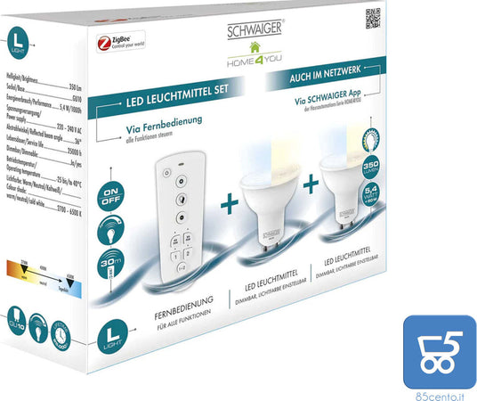 Set di 2 lampadine a LED (GU10) 1 telecomando illuminazione regolabile dimmerabile Smart Home 2700 - 6500K