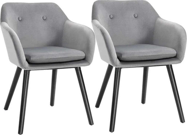 Set-di-2-Sedie-per-Sala-da-Pranzo-con-Braccioli-Imbottite-e-in-Velluto,-54x56x74cm,-Grigio-HY7835-140GYHY7