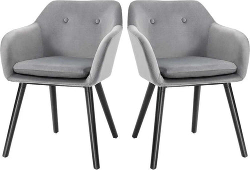 Set-di-2-Sedie-per-Sala-da-Pranzo-con-Braccioli-Imbottite-e-in-Velluto,-54x56x74cm,-Grigio-HY7835-140GYHY7