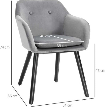 Set-di-2-Sedie-per-Sala-da-Pranzo-con-Braccioli-Imbottite-e-in-Velluto,-54x56x74cm,-Grigio-HY7835-140GYHY7
