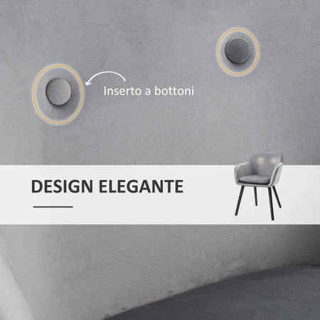 Set-di-2-Sedie-per-Sala-da-Pranzo-con-Braccioli-Imbottite-e-in-Velluto,-54x56x74cm,-Grigio-HY7835-140GYHY7