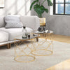 Set-di-2-Tavolini-da-Salotto-Impilabili-Art-Deco-in-Metallo-con-Piano-in-Vetro,-Oro-TG6833-675TG6